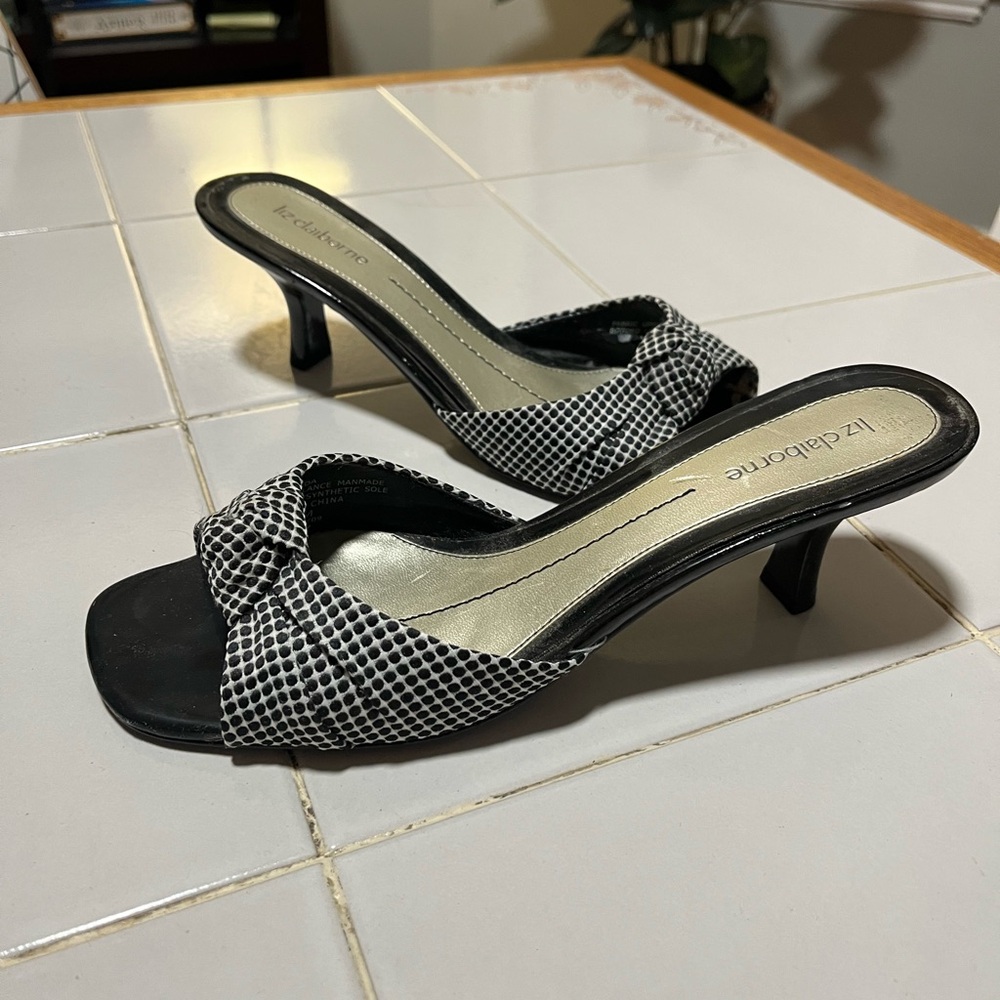 Liz Claiborne Black and White Heeled Sandals